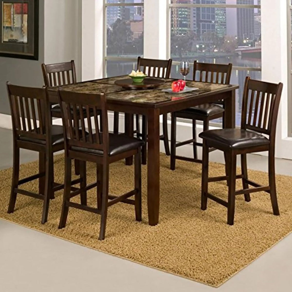 Espresso Faux Marble Pub Table Y72438
