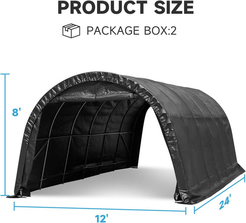 12 x 24 FT Heavy Duty Carport with All-Steel Metal Frame J5077