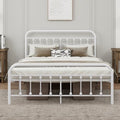 White Metal Full Size Bed Frame with Headboard Footboard L689