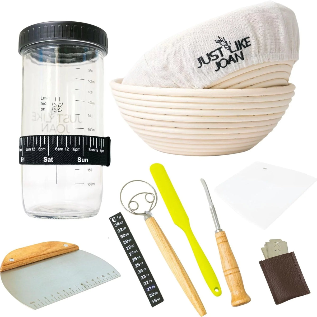 Sourdough Bread Baking Kit with Starter Jar and Banneton Bowl Basket Z17072