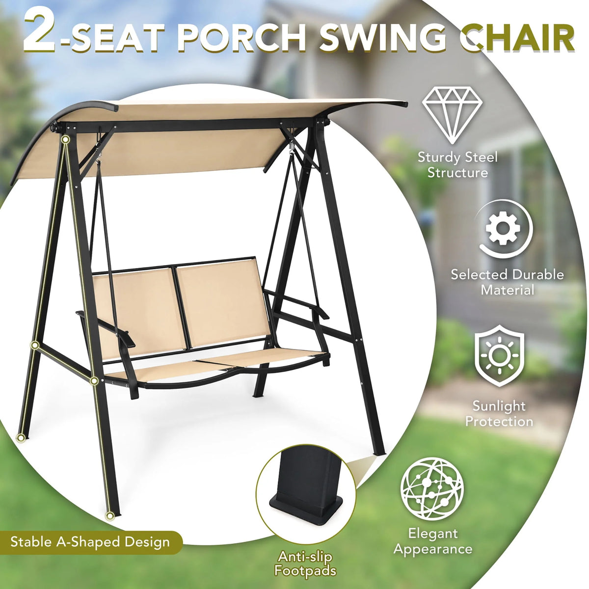 2-Seat Swing Loveseat with Canopy R674