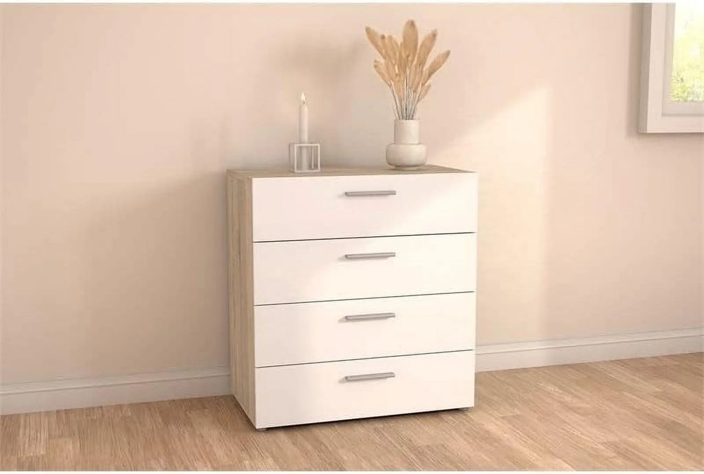 4 Drawer White High Gloss Dresser Q80154