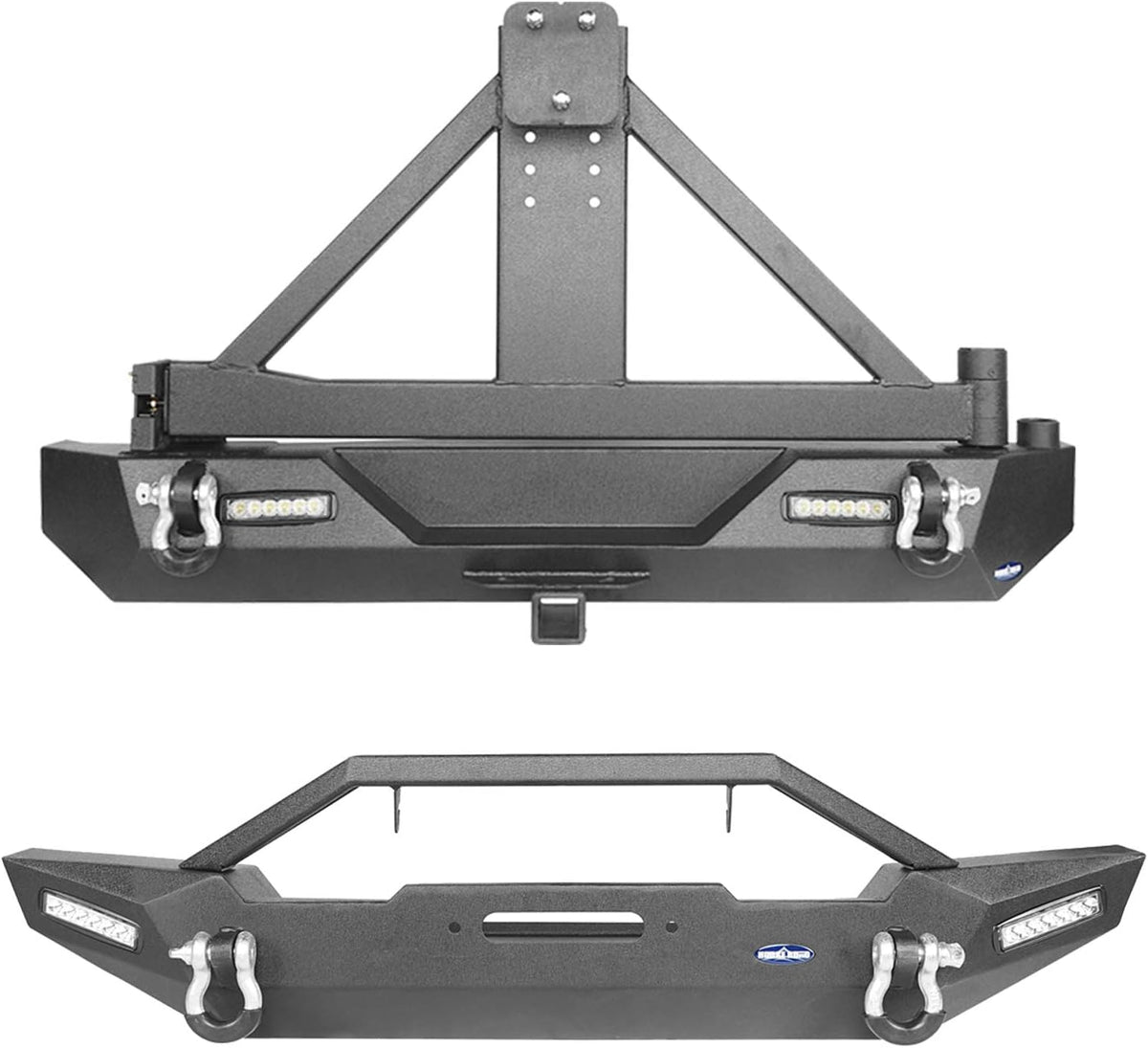 Front Bumper & Rear Bumper with Tire Carrier & Winch Plate & LED Lights F227925