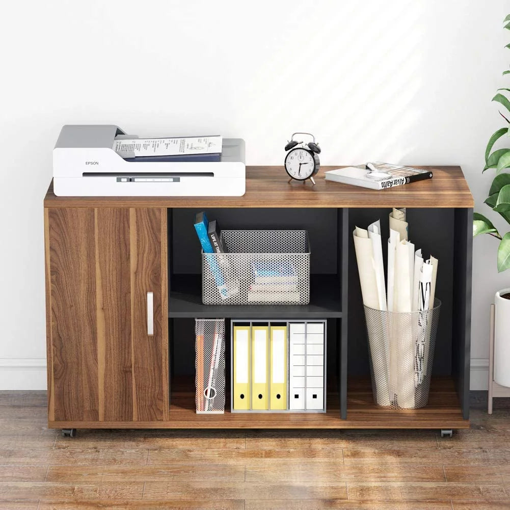 55 inch L-Shaped Computer Desk with File Cabinet W8017