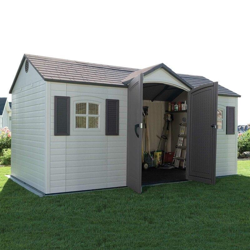 15 ft. W x 8 ft. D Plastic Storage Shed E850651