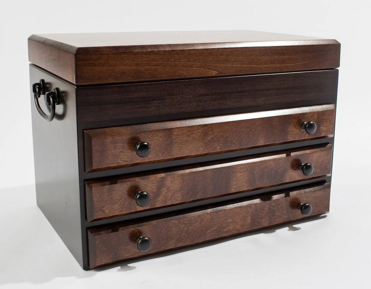Birch Three-Drawer Jewel Chest Soft-Suede Linings I7997