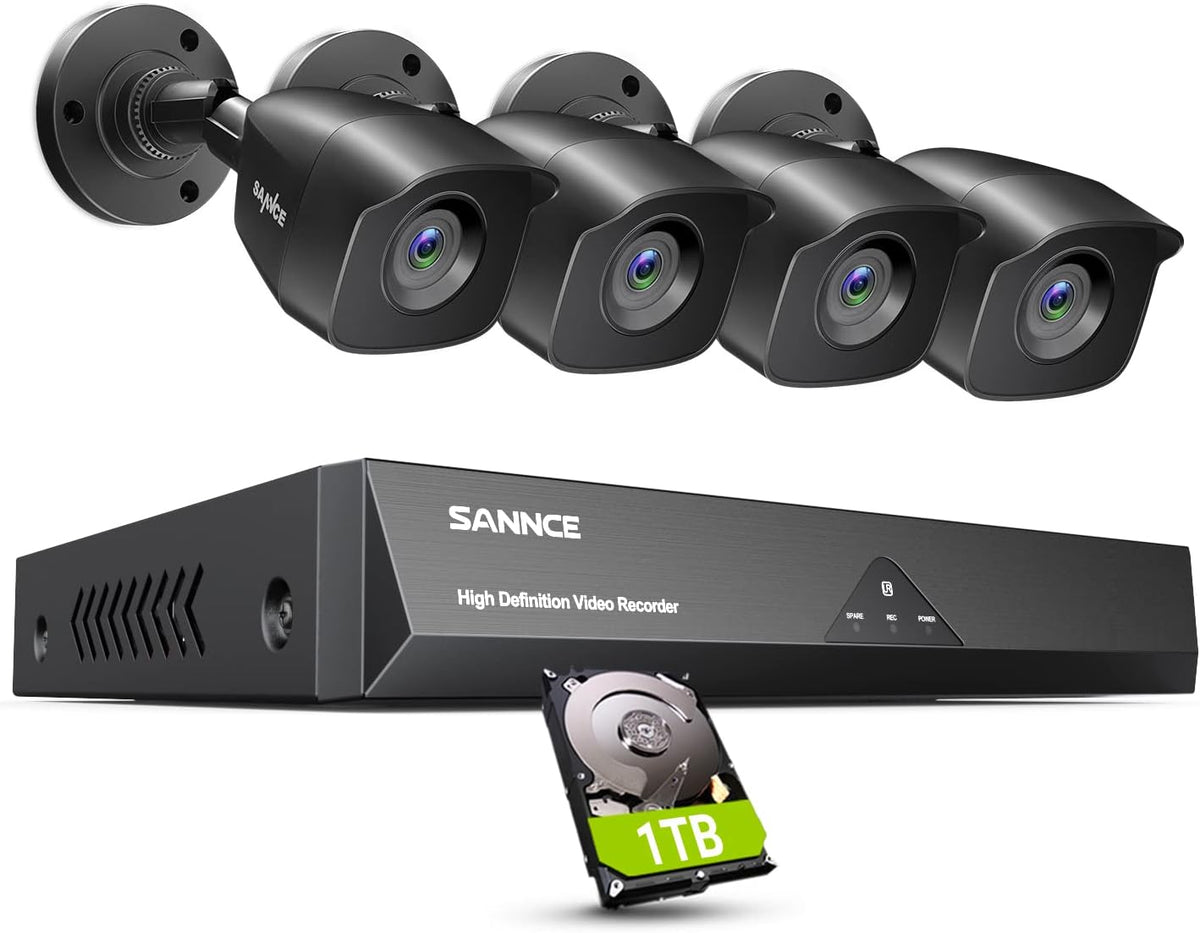 8CH 1080P Lite Wired Security Camera System with 4 x 1080P TVI Weatherproof CCTV Cameras Y1404