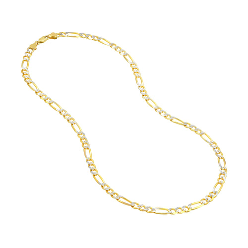 14K Two-Tone Gold 22" Pave Figaro Chain Necklace T9825