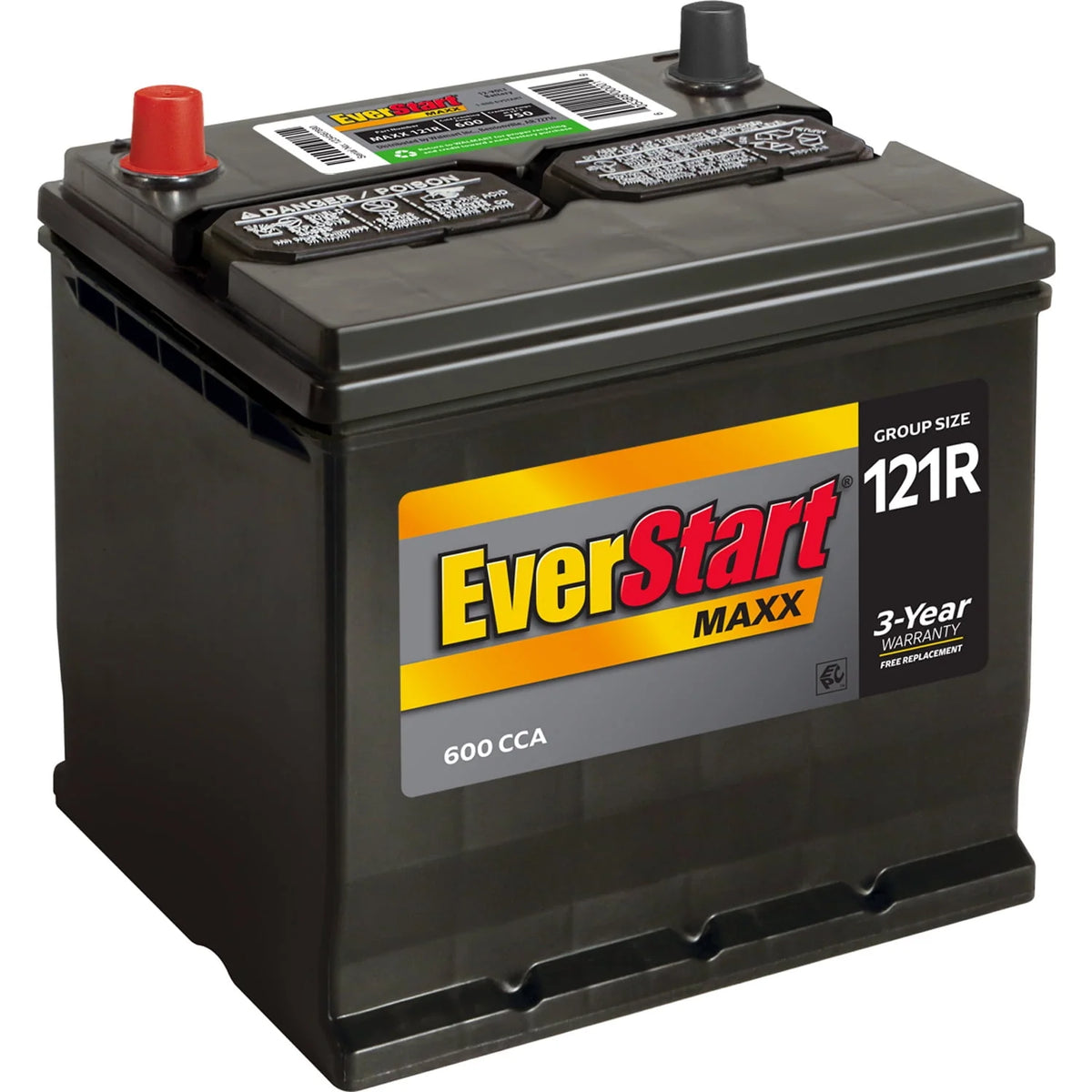 Lead Acid Automotive Battery, Group Size 121R 12 Volt, 600 CCA V781
