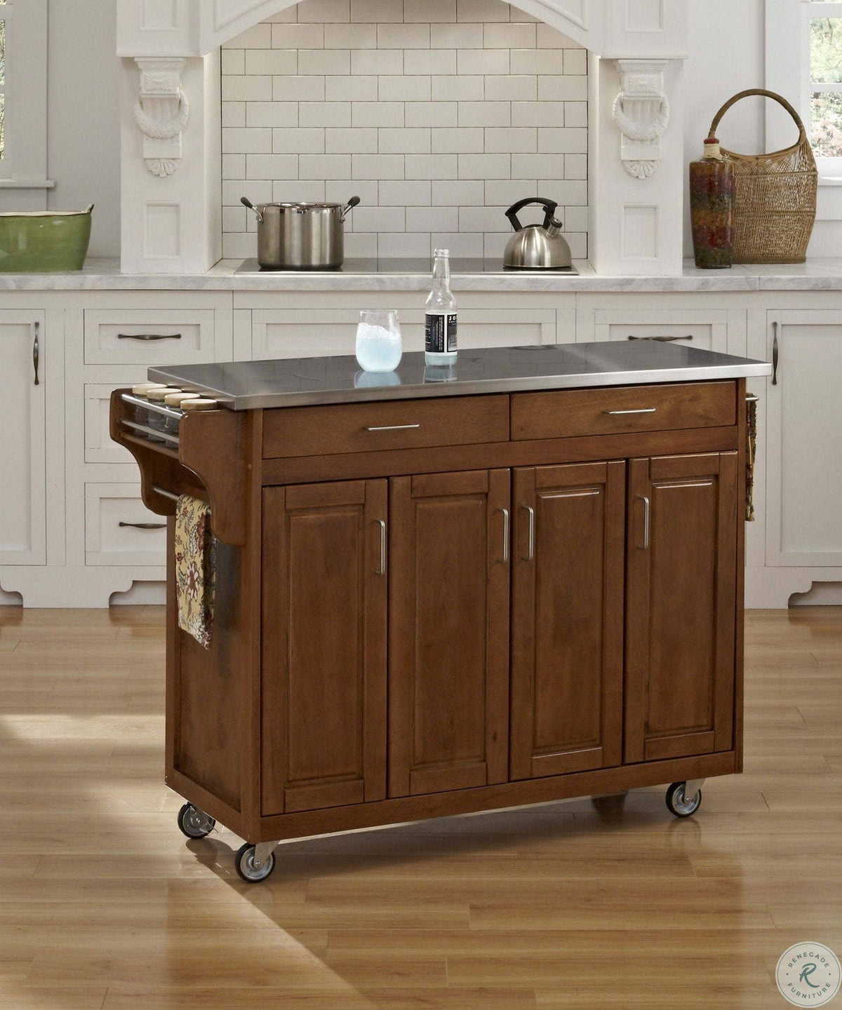 Cottage Oak Stainless Top Cart Q84903