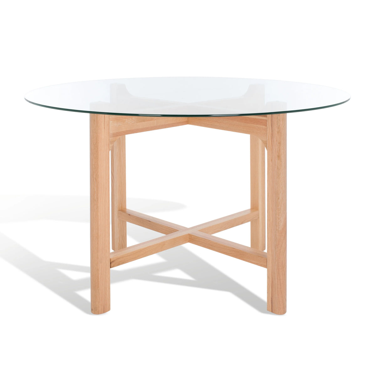 Solid Wood Tempered Glass Round Dining Table 48 in. Y419