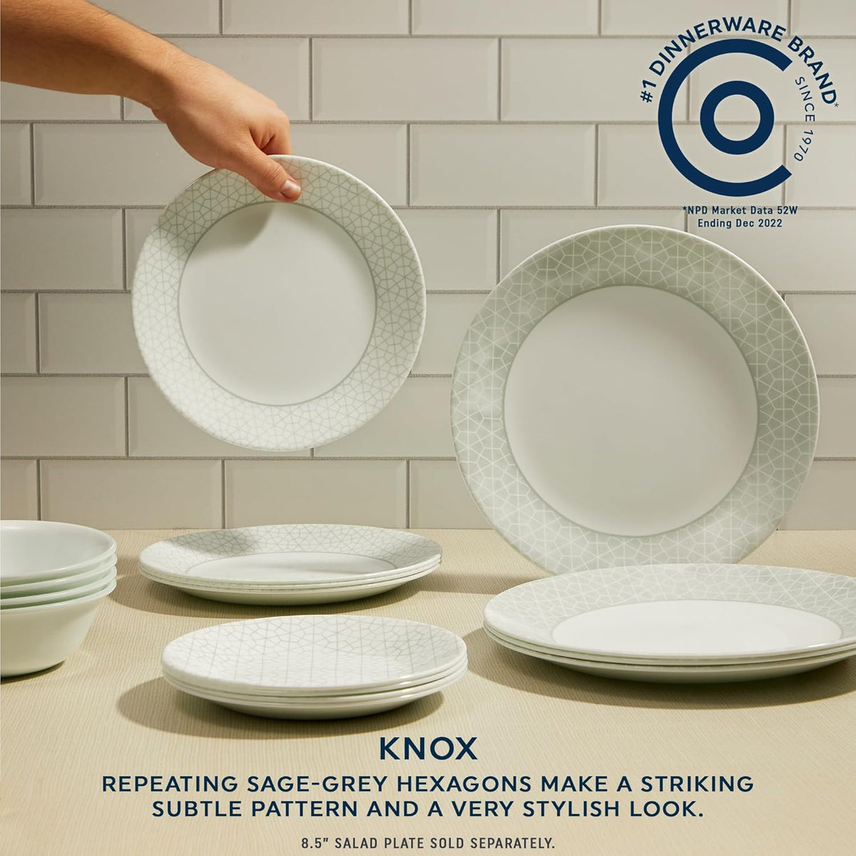 18 Piece Glass Dinnerware Set, Service for 6, 28 oz Soup Bowls Set of 6 Z7575