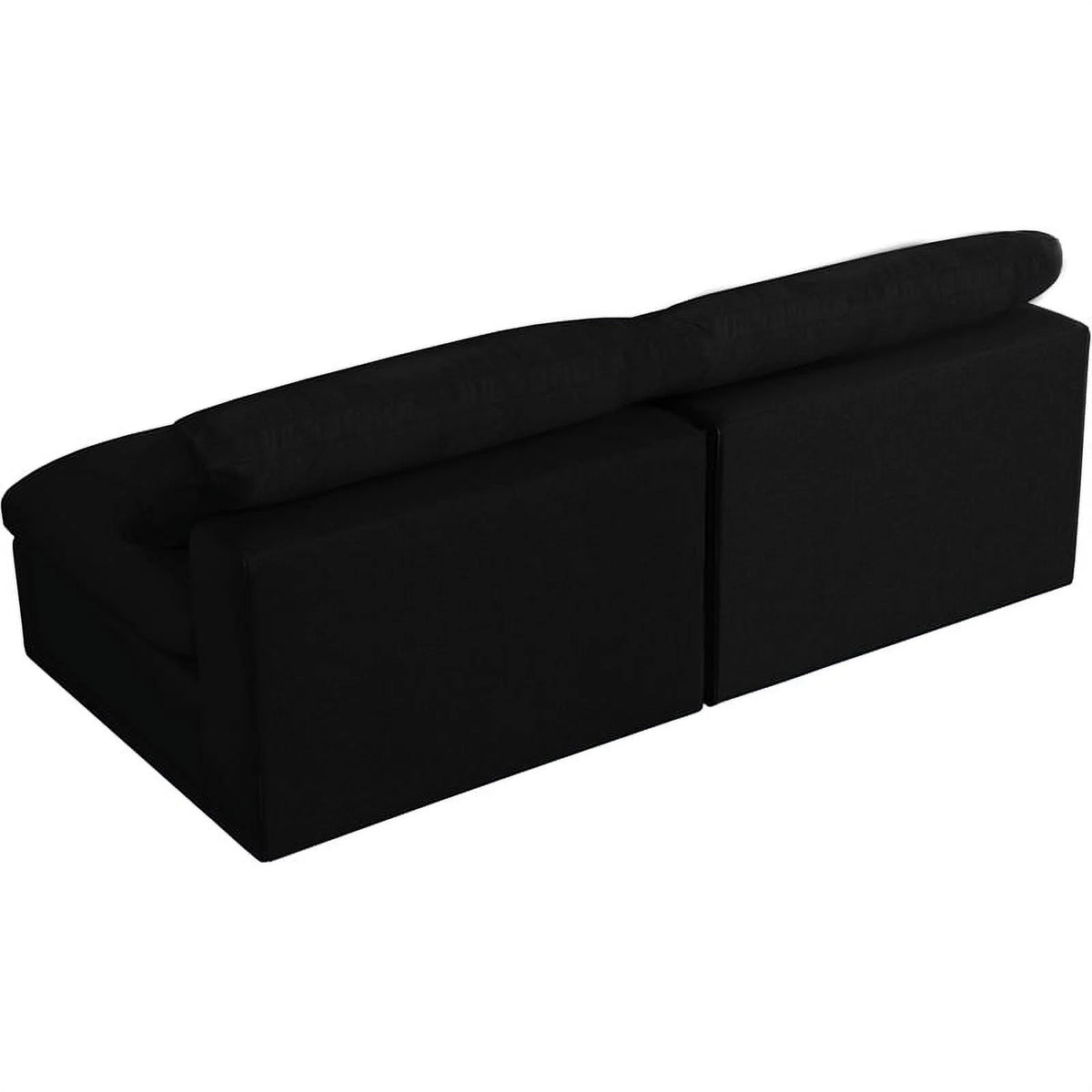Black Linen Fabric Modular 2 Piece Armless Loveseat K345