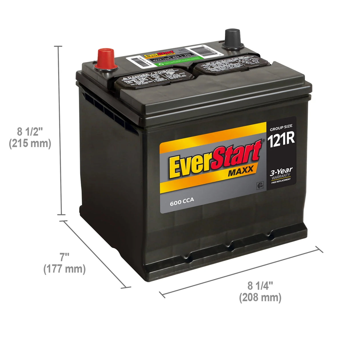 Lead Acid Automotive Battery, Group Size 121R 12 Volt, 600 CCA V781