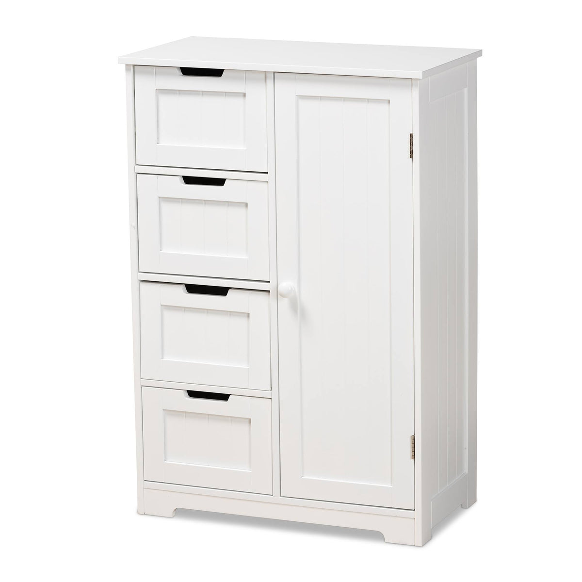 White 4-Drawer Wood Bathroom Storage Cabinet L83679