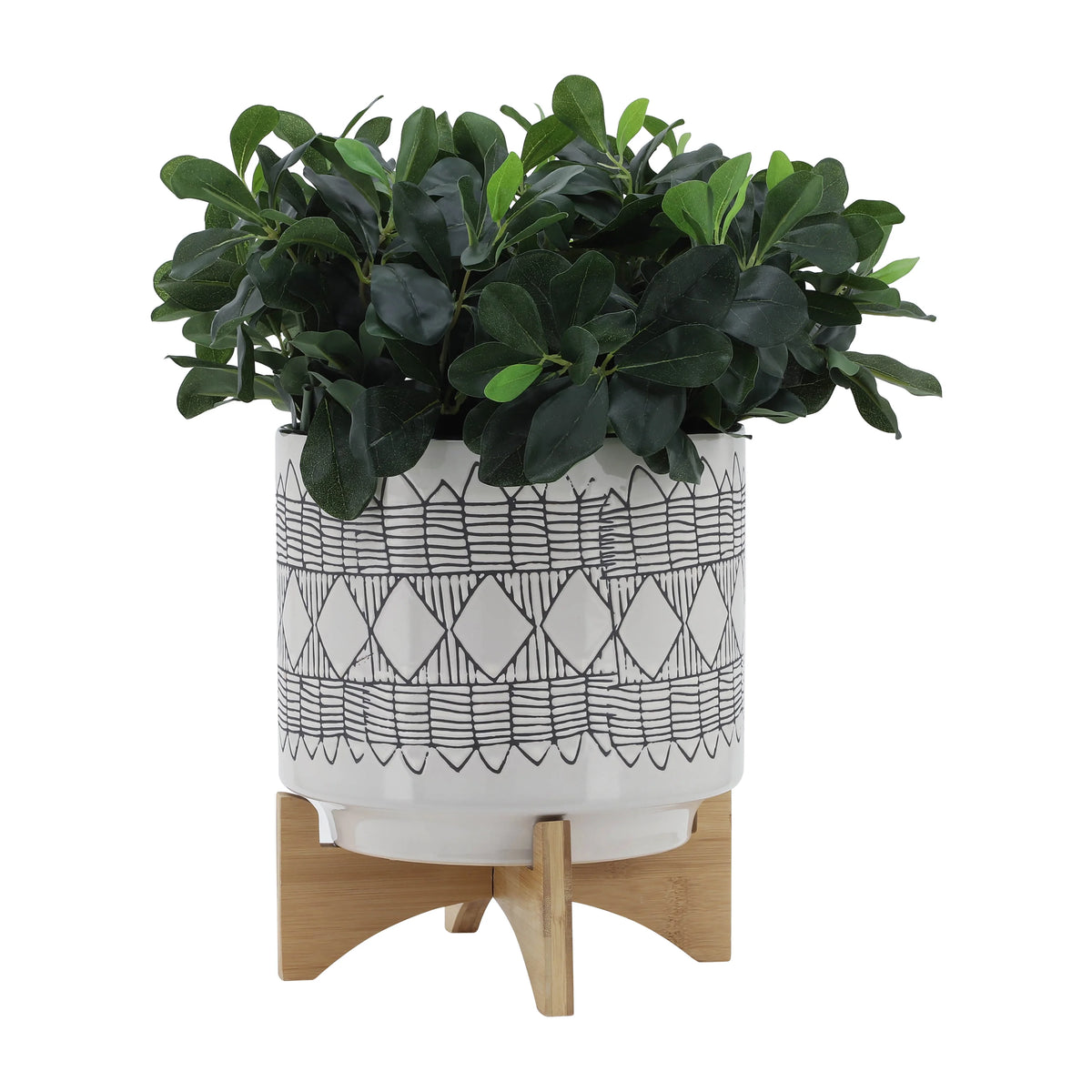Ceramic Planter On Wooden Stand K679292