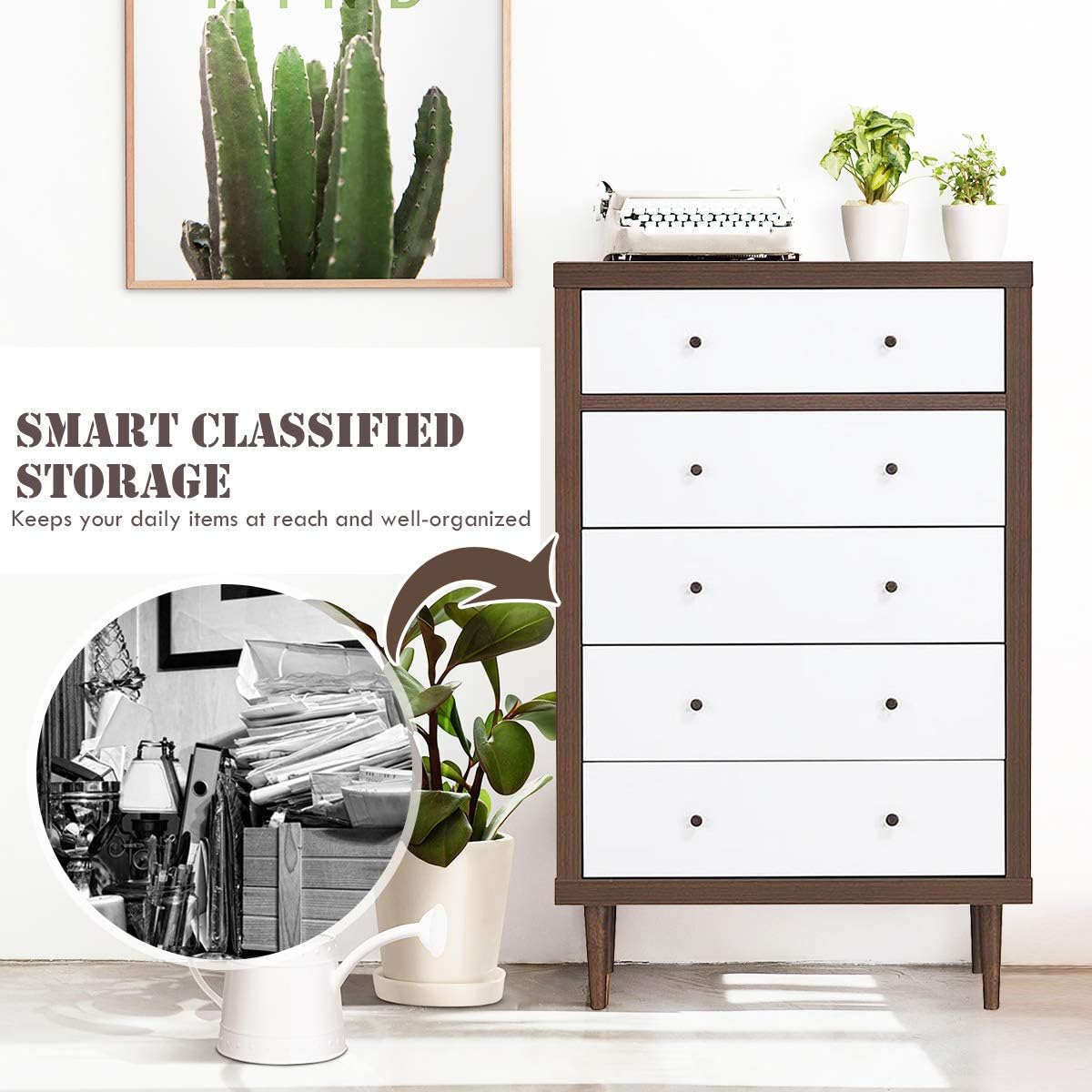 Antique-Style Wooden Drawer Dresser Storage Cabinet L886234