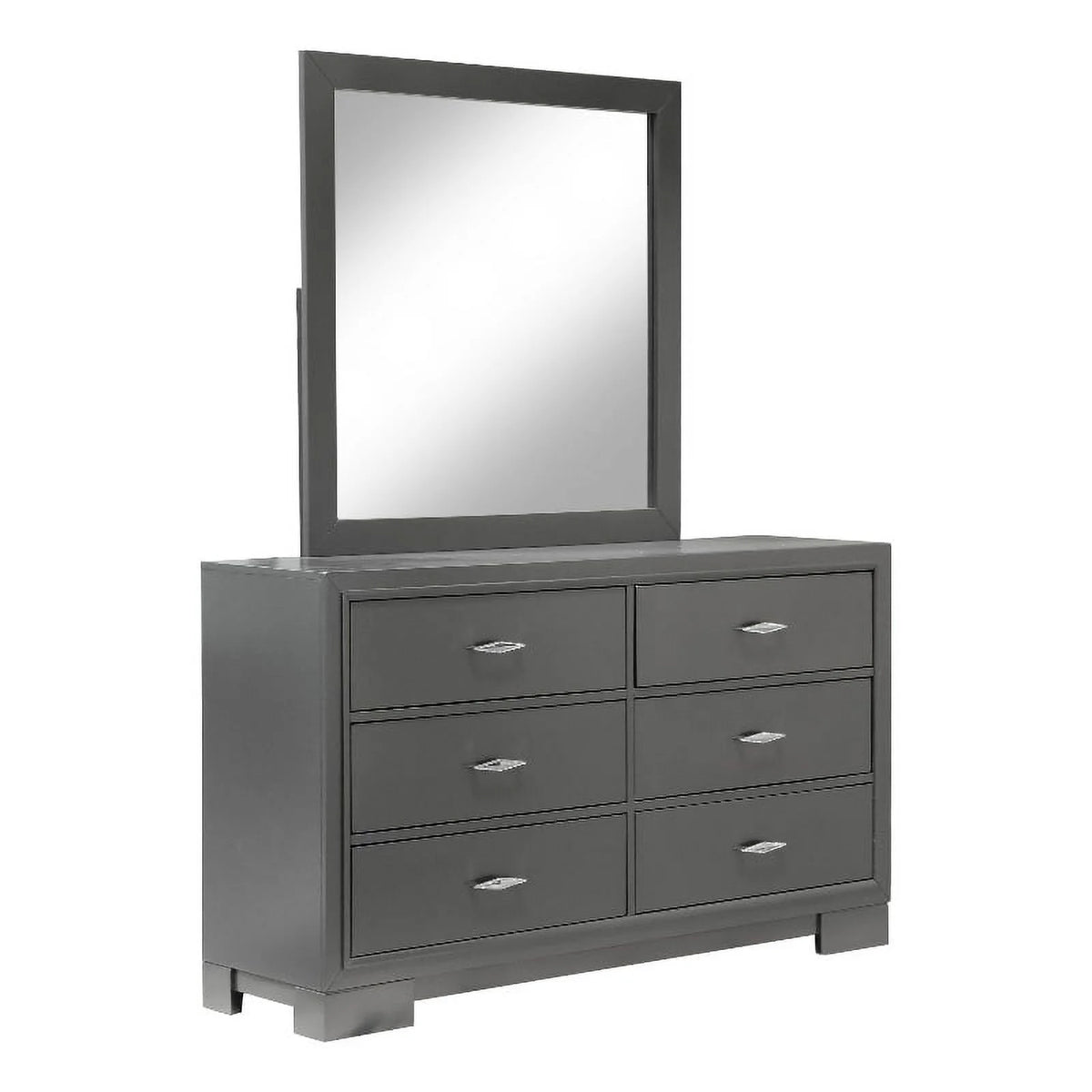 Gray Wood 6-Drawer Dresser with Mirror B25761