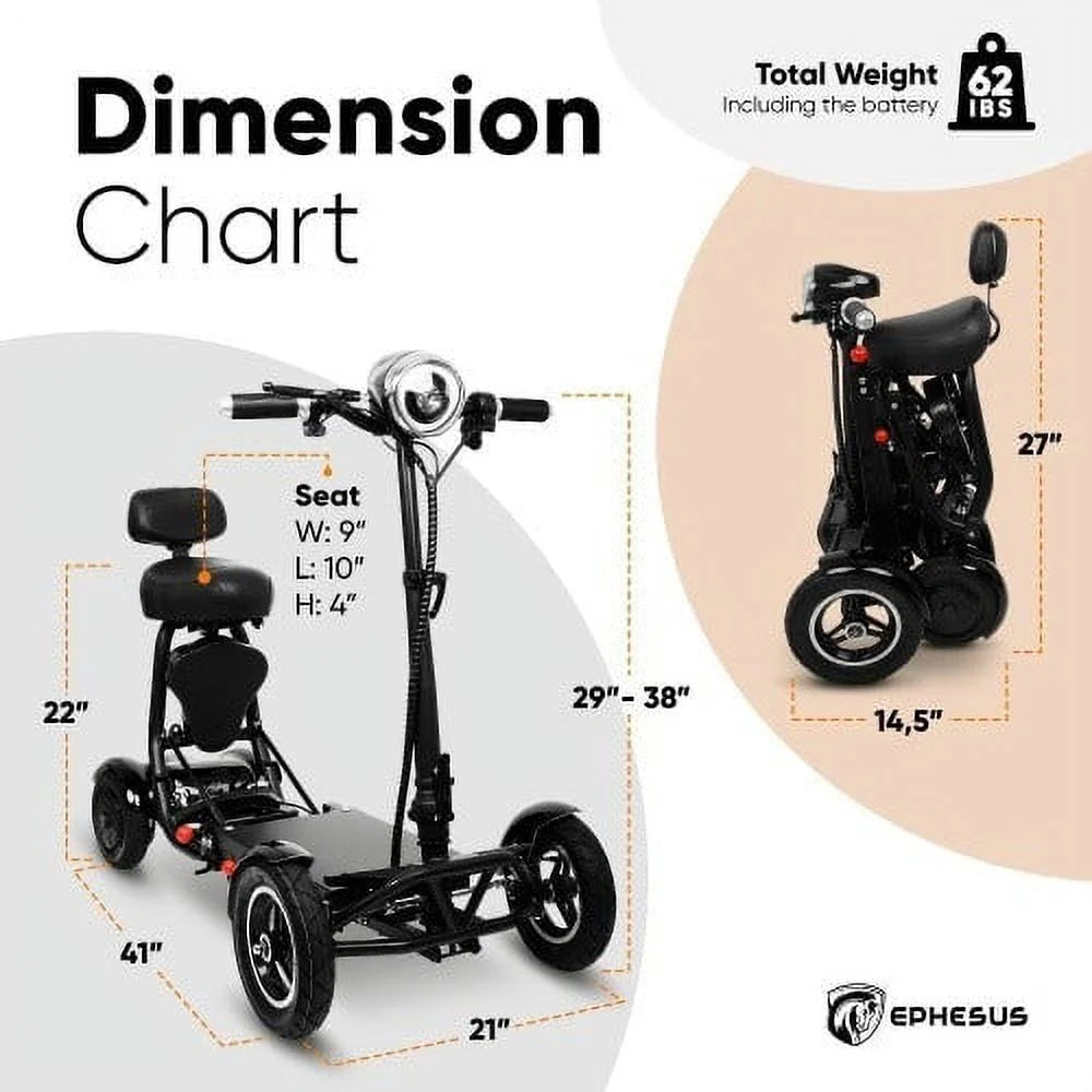 Folding Mobility Scooter 4-Wheel Long Range Blue A48084