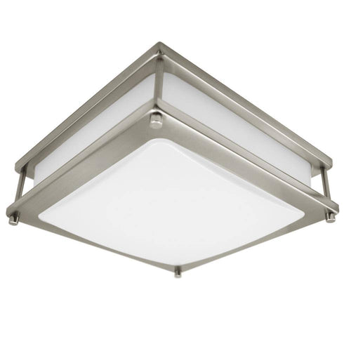 12-Inch LED Ceiling Light Fixture, Brushed Nickel Flush Mount Square Light E724