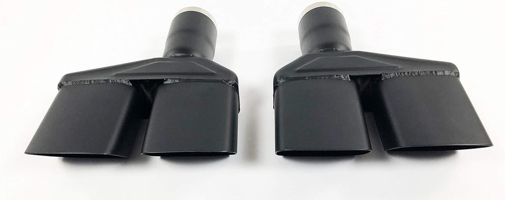 Dual Stainless HT Black Exhaust Tips 2.25 in Inlet 8.25" X 2.00" 10.50 in Long Left/Right E246914