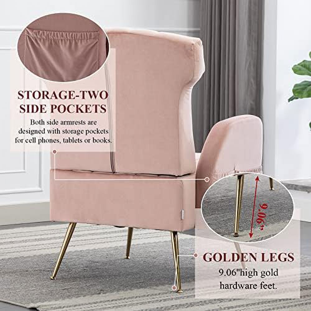 Emerald Velvet Wing Back Accent Chair with Metal Legs W196185