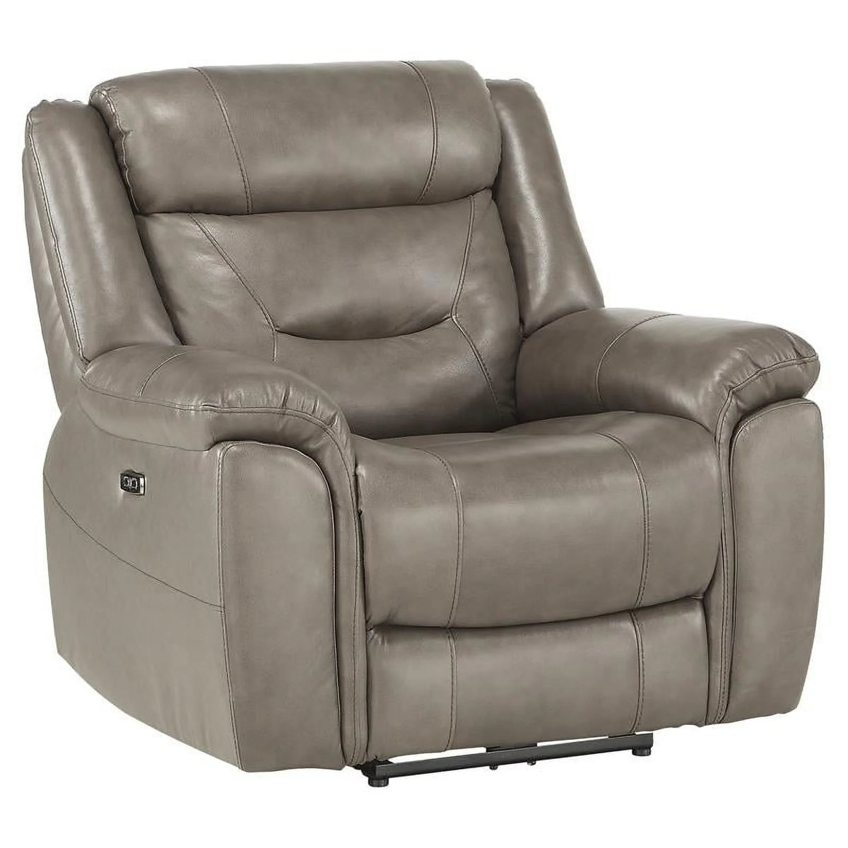 Brown Gray Italian Top Grain Leather Power Reclining Chair V337568