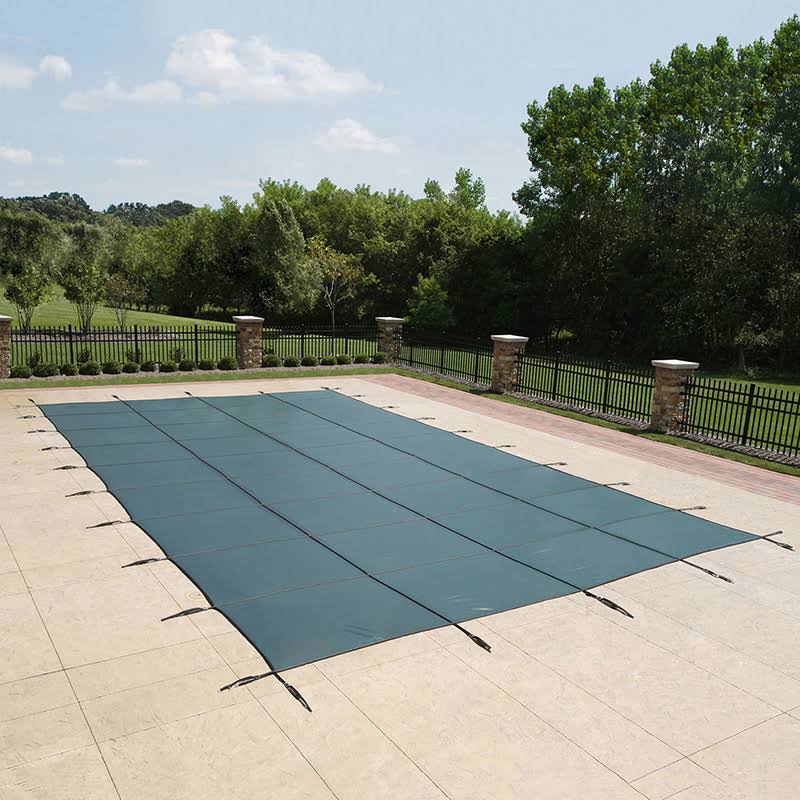 Blue 20-Year Ultra Light Solid Safety Cover for 14-ft x 28-ft Pool w/ Left Step M62104