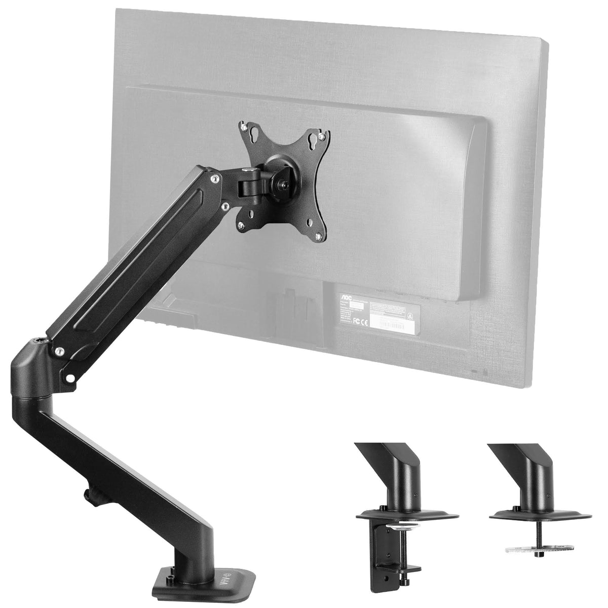 Black Single Monitor Desk Mount Stand for 17 to 27 inch Screens H949