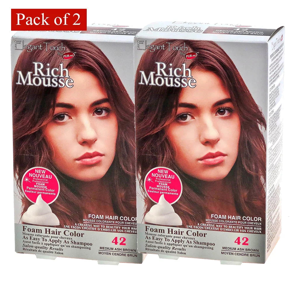 Foam Hair Color Rich Mousse Medium Ash Brown Pack of 2 V752