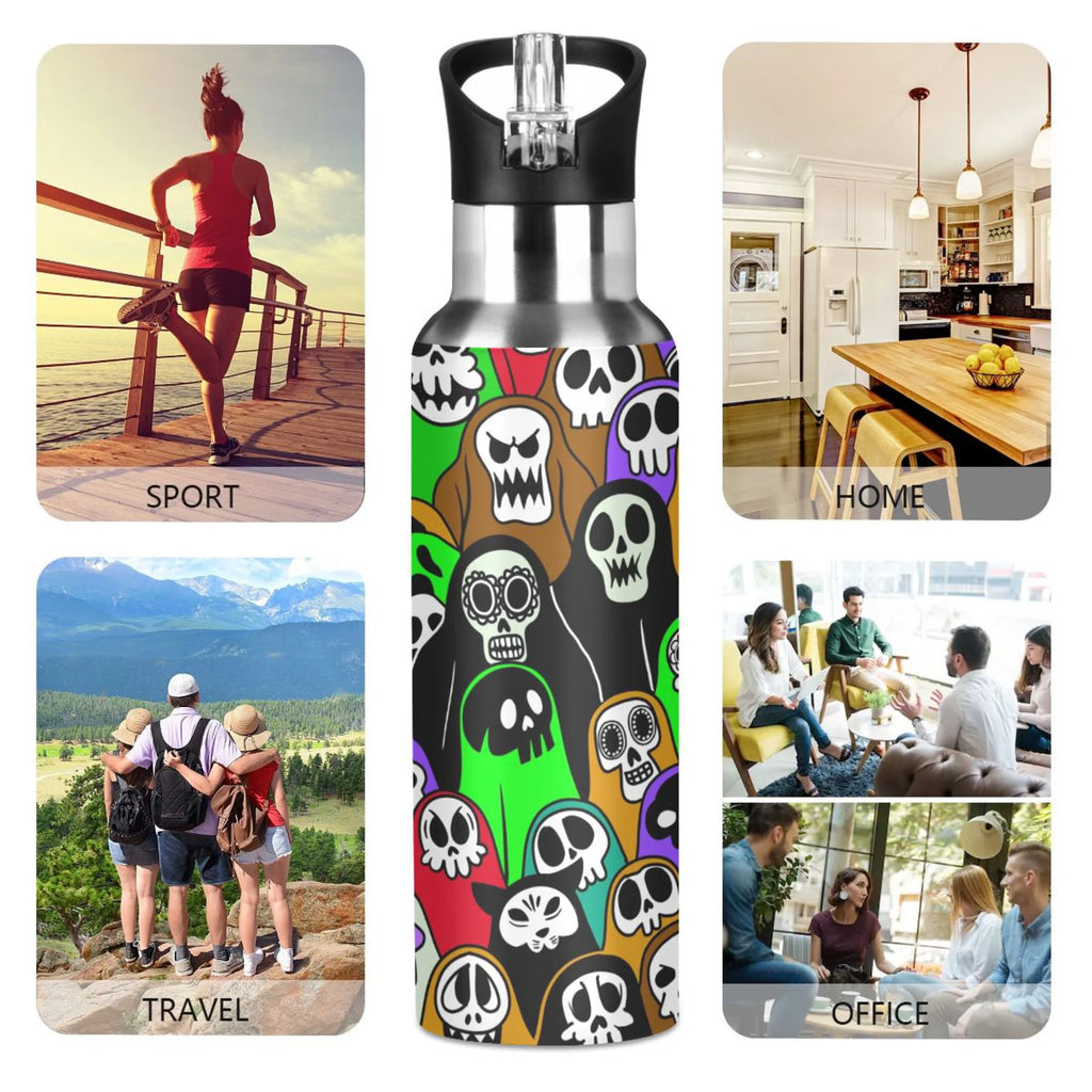 Stainless Steel Insulated Vacuum Flask Water Bottle with Straw Lid Z313