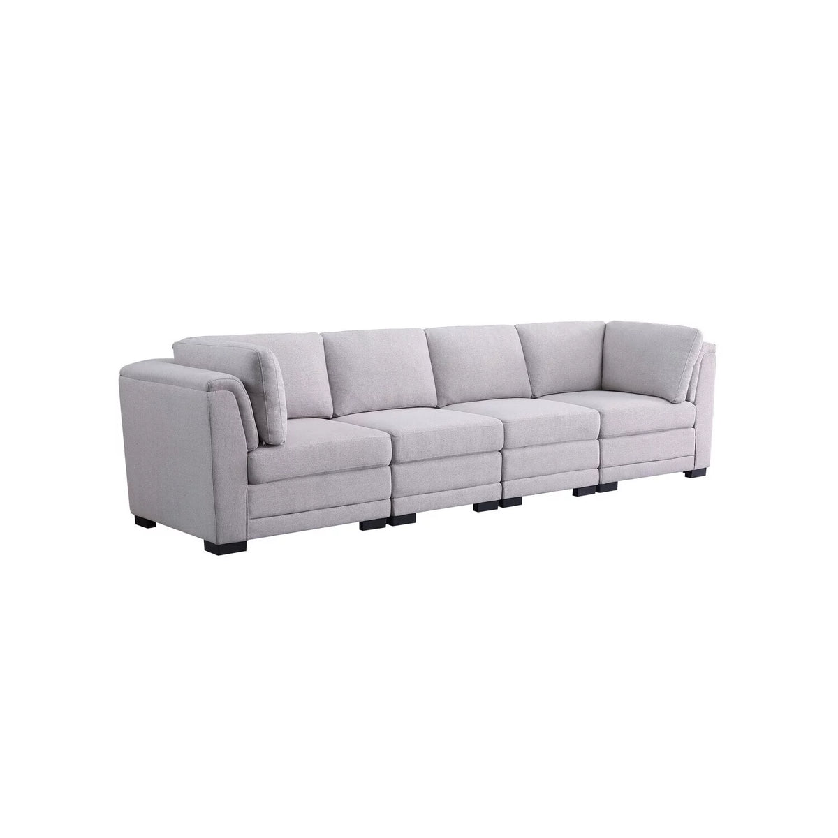 Light Gray Linen Fabric 4-Seater Modular Sofa H215