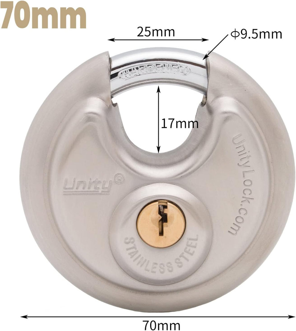 Stainless Steel Disc Padlock, Same Key Open, 2-3/4" (70mm), 12 B753
