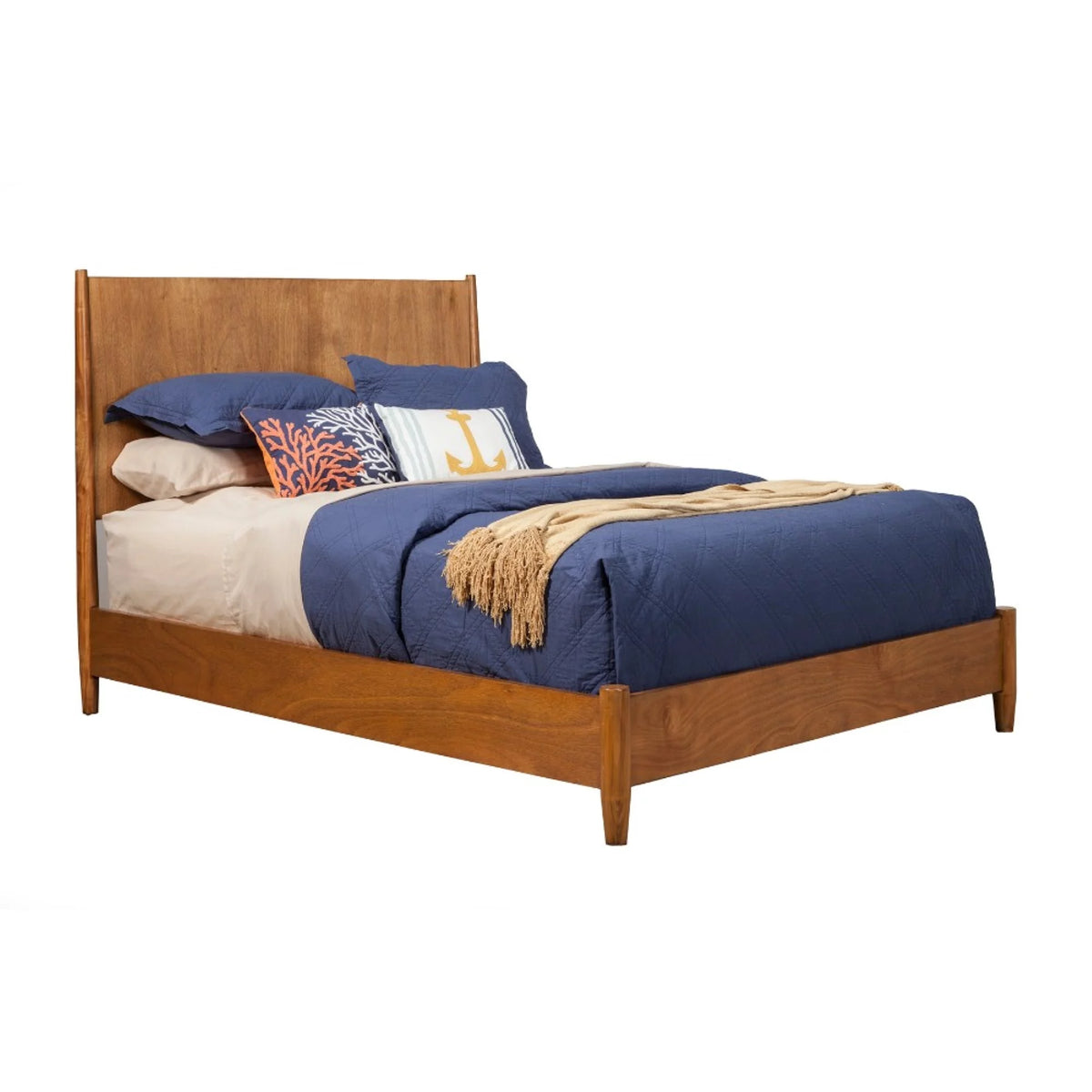 King Panel Bed Mahogany Wood Acorn D77430