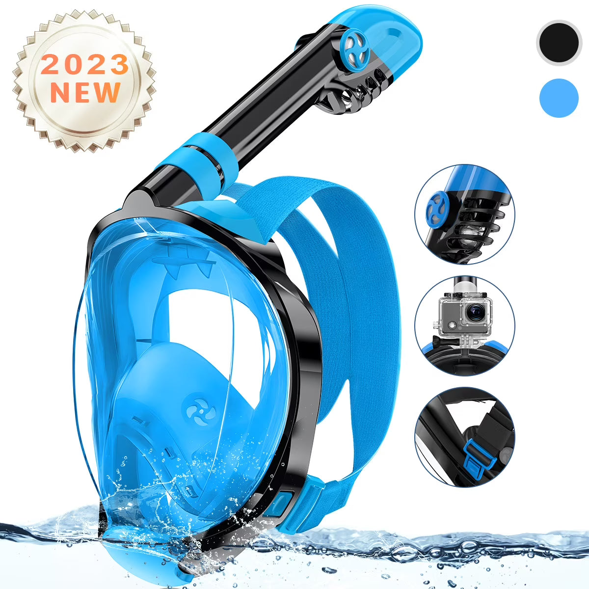 Full Face Snorkel Mask with Camera Mount T175