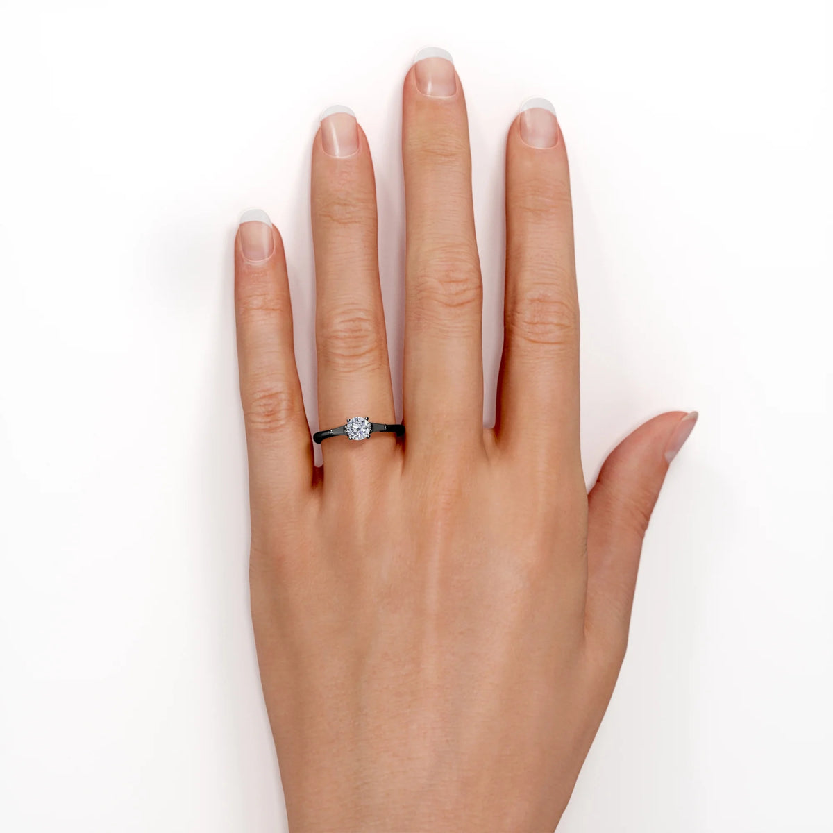 Minimalist Engagement Ring with Lab Created Black Diamond Y653