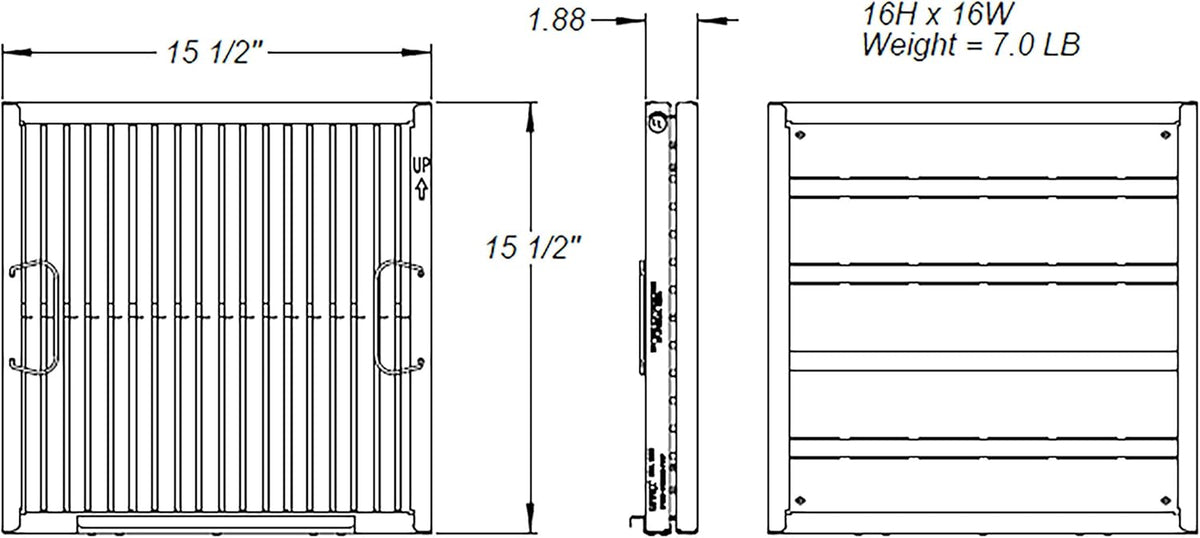 16 x 16 Stainless Steel Baffle Restaurant Hood Filter F280746