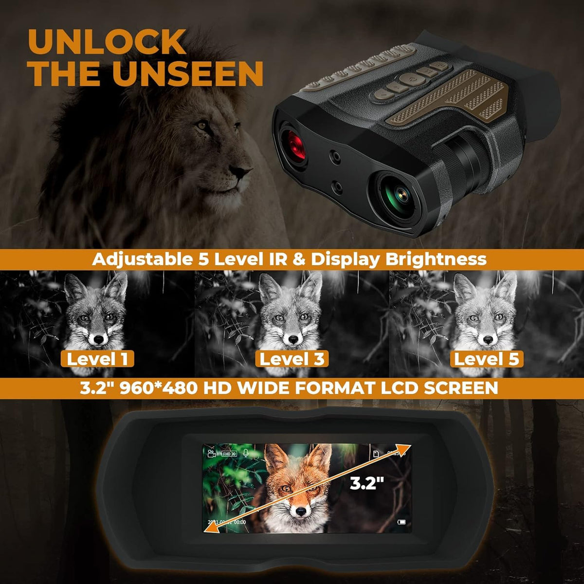 Black and Green Digital Infrared Night Vision Binoculars L834280