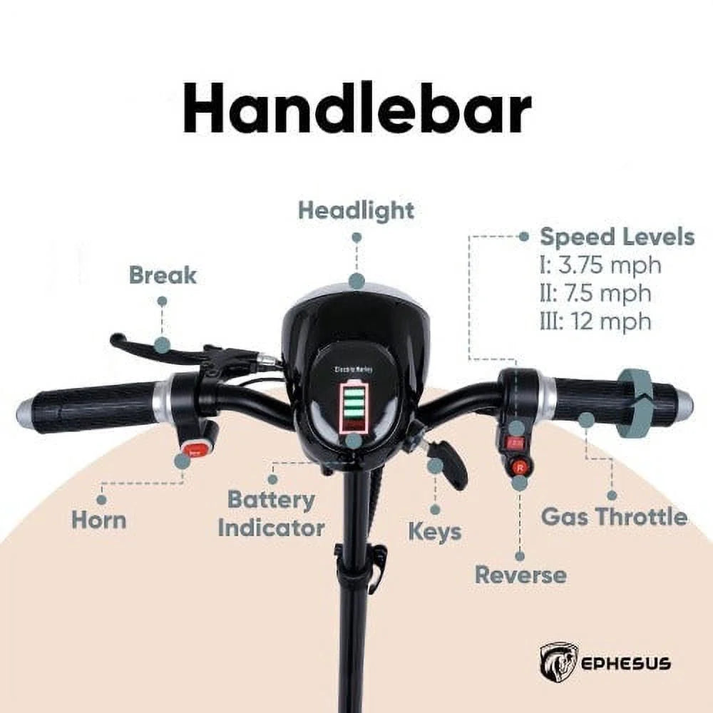 Folding Mobility Scooter 4-Wheel Long Range Blue A48084