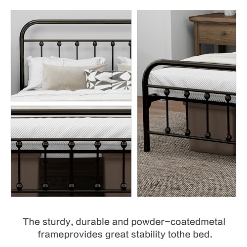 White Metal Full Size Bed Frame with Headboard Footboard L689