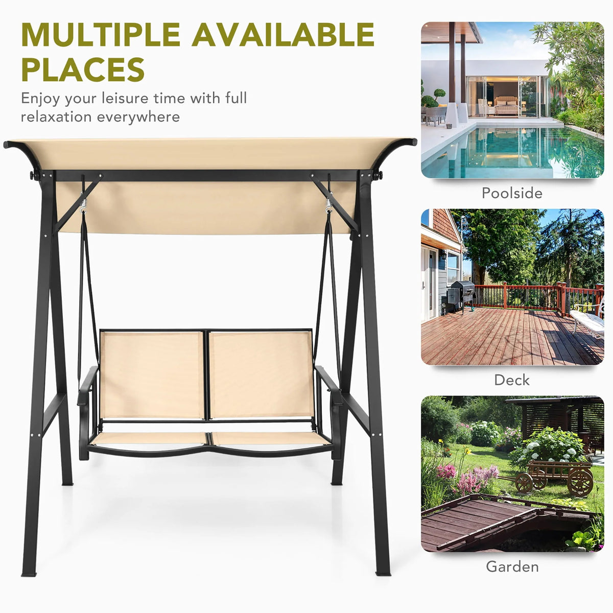 2-Seat Swing Loveseat with Canopy R674