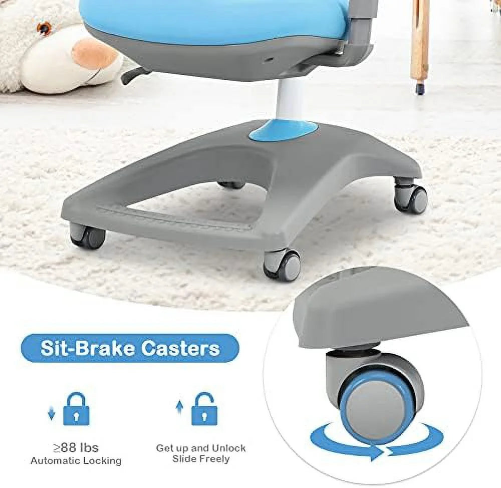 Adjustable Height Ergonomic Computer Chair with Casters and Footrest (Blue) B921