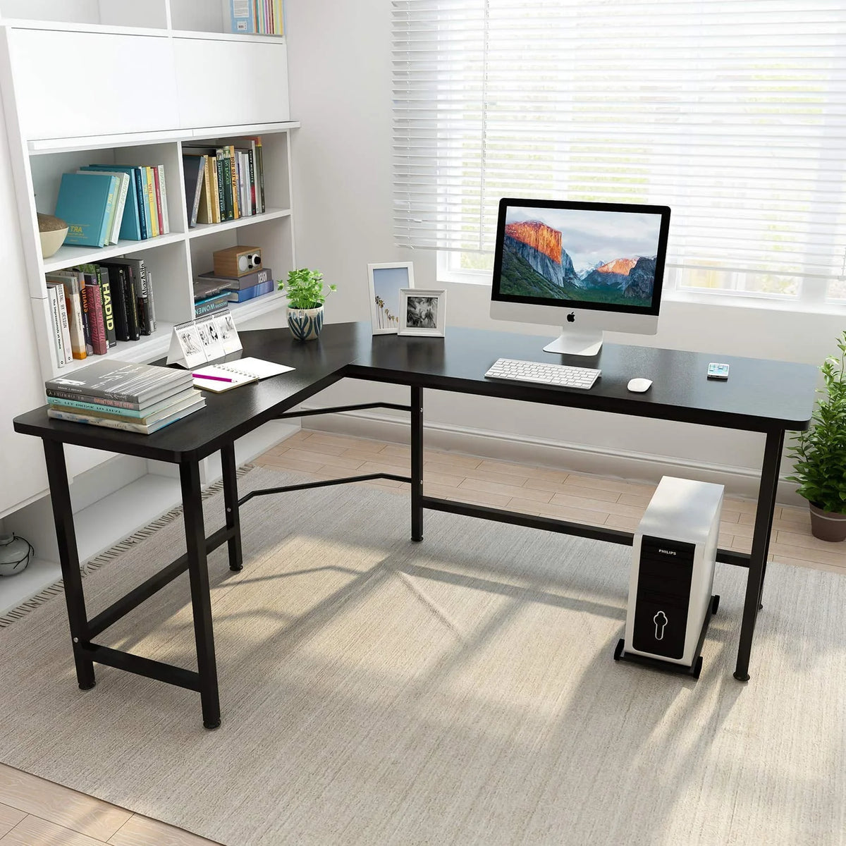 Black L-Shaped Computer Desk S804