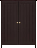 Gray Bathroom Storage Cabinet with Double Doors and Adjustable Shelves Y990314
