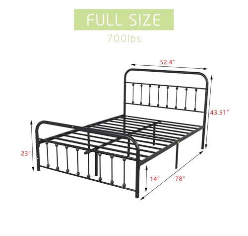 White Metal Full Size Bed Frame with Headboard Footboard L689