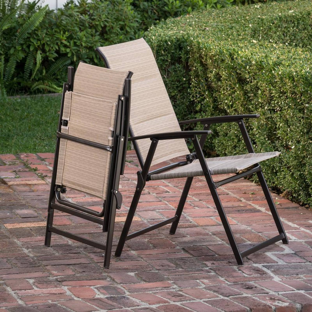 Silver Folding Steel Outdoor Dining Chair (2-Pack) Y515