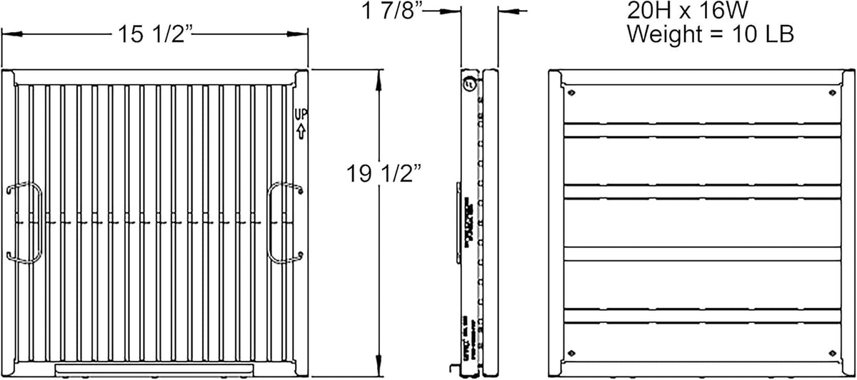 16 x 16 Stainless Steel Baffle Restaurant Hood Filter F280746