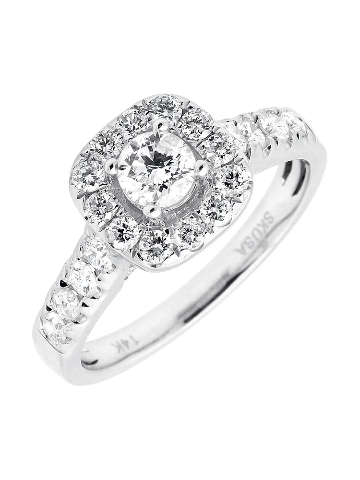 14K White Gold Cushion Halo Diamond Engagement Ring 1.0ct T63910