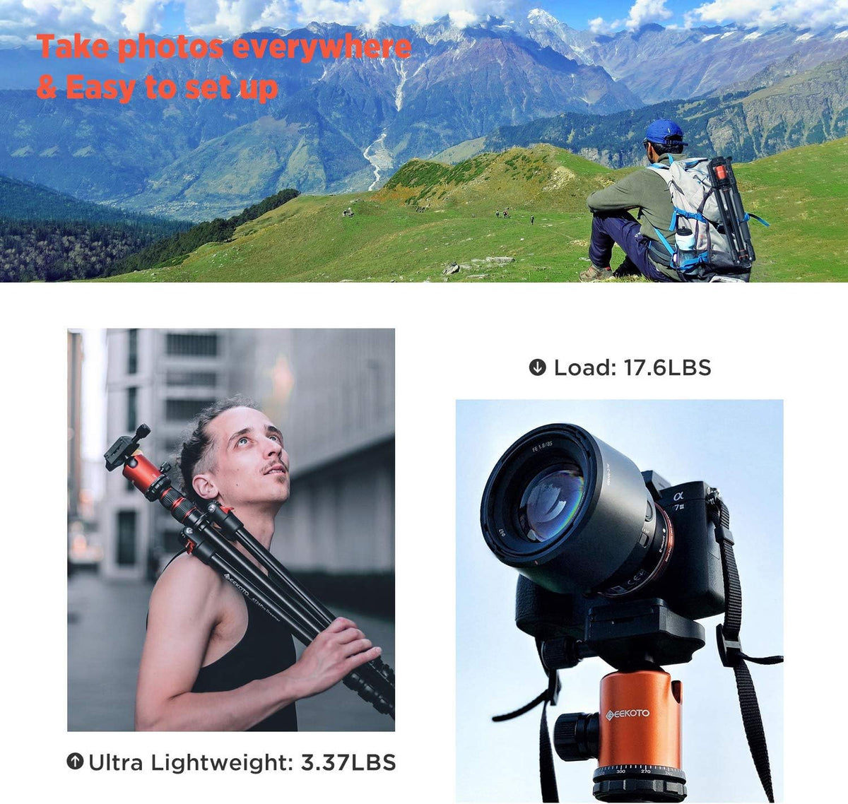 77’’ Aluminum Camera Tripod with 360 Degree Ball Head S4527