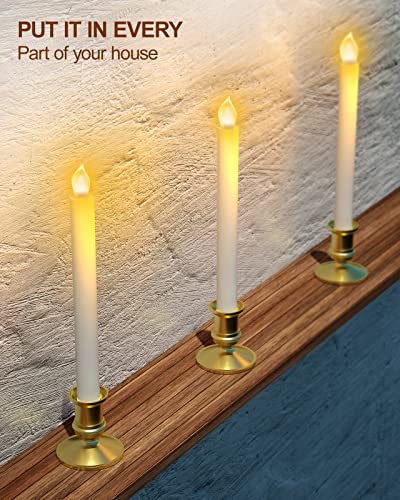 Gold Flameless LED Taper Candles with Remote Controls F23613